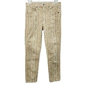 Nili Lotan Floral Khaki Jeans Cream Five Pocket Pants 26